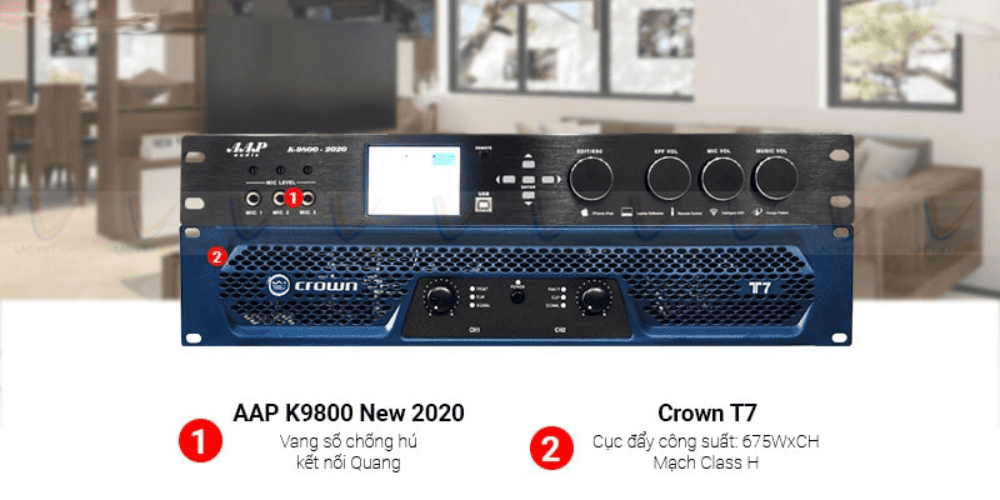 Vang số kết hợp cục đẩy Crown T7 + APP K9800 New Vang số kết hợp cục đẩy Crown T7 + APP K9800 New